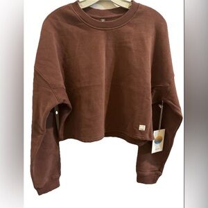 Vuori NWT Cropped Pullover Crewneck Sweatshirt Cedar Brown Size S